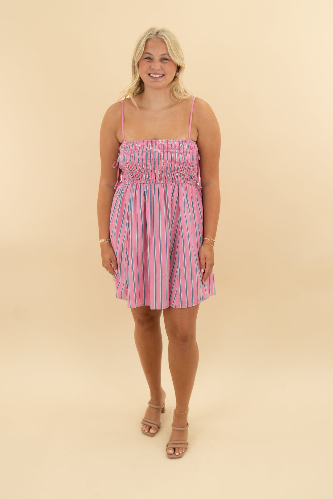 abercrombie & fitch pink stripe dress (l)