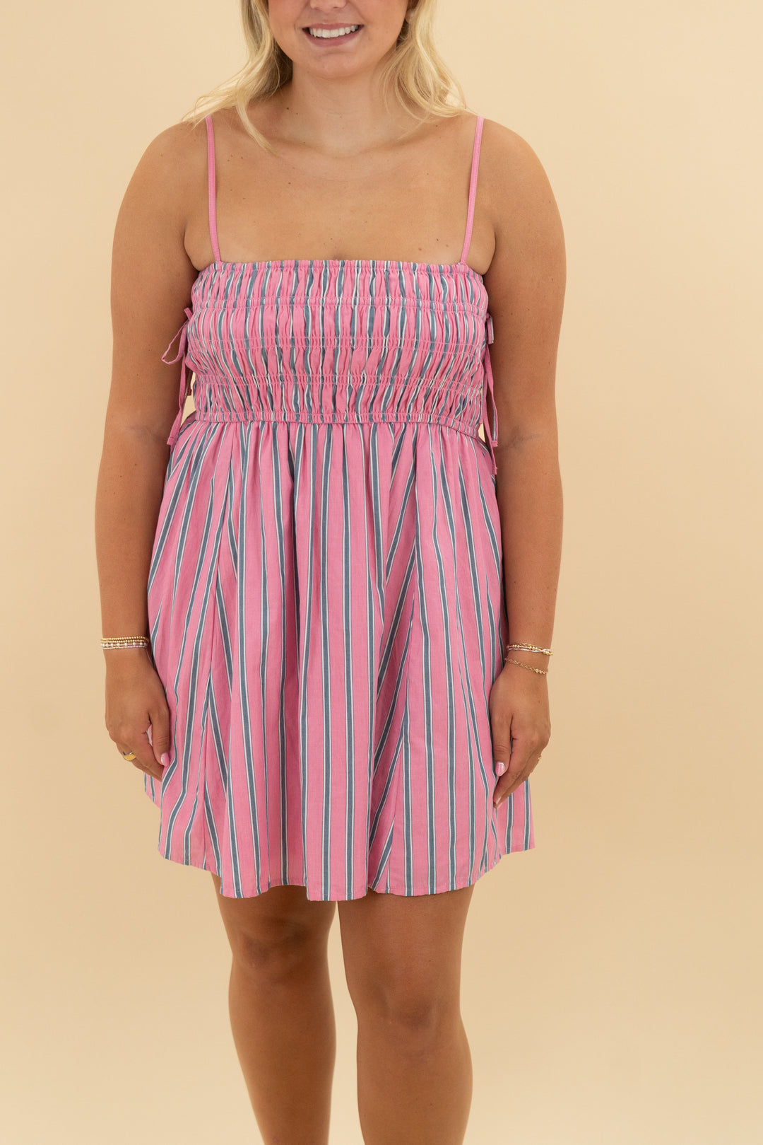 abercrombie & fitch pink stripe dress (l)