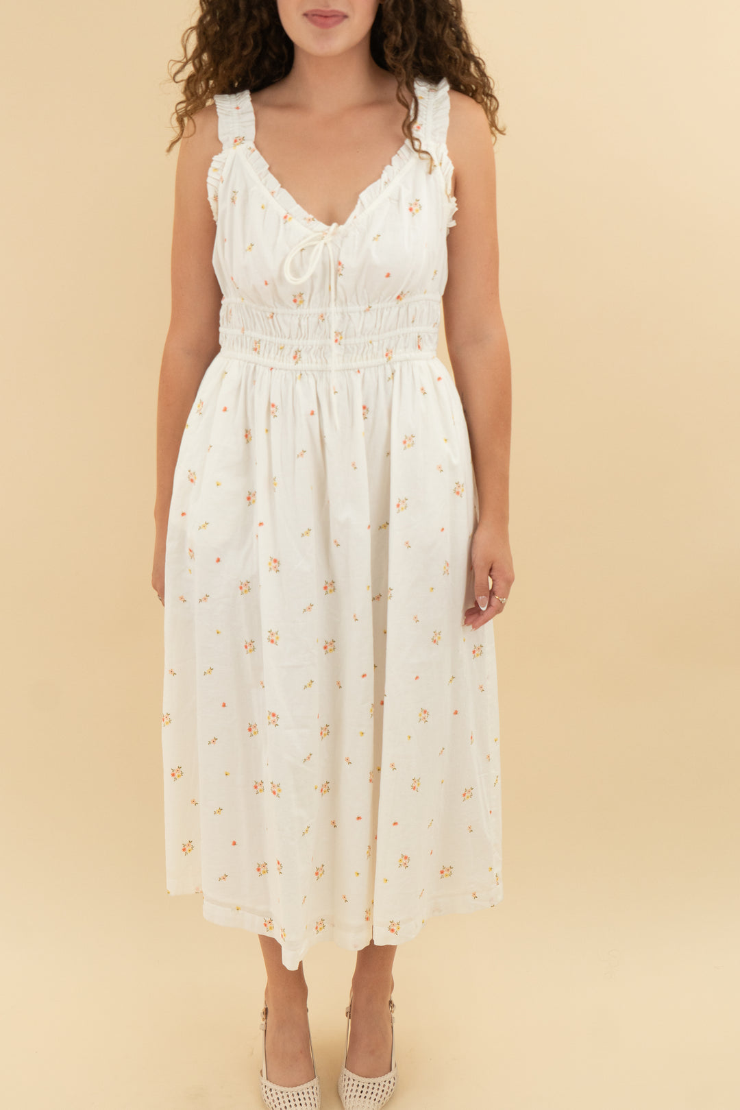 old navy white dainty floral maxi (m)