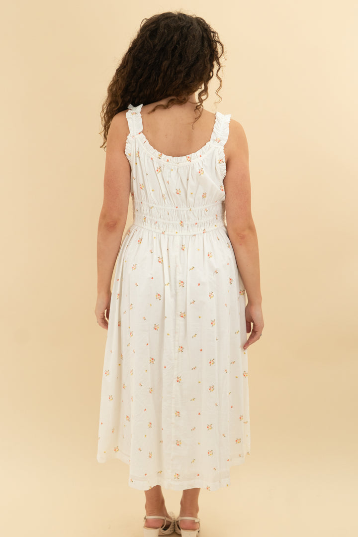 old navy white dainty floral maxi (m)