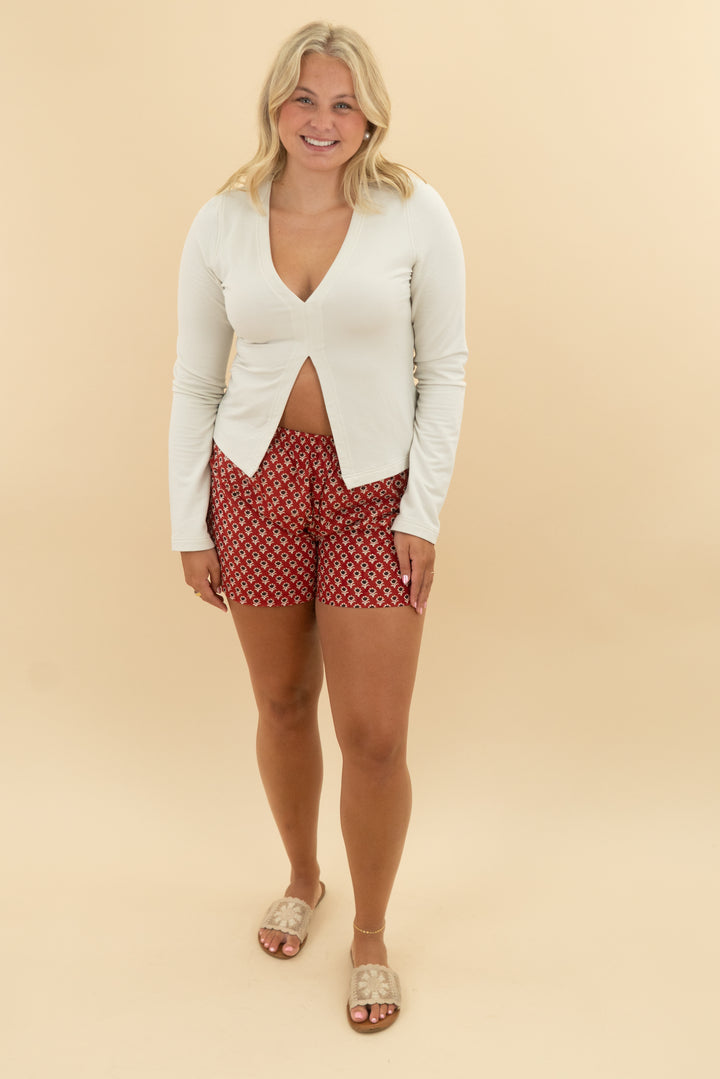 lululemon cream v neck long sleeve (l)
