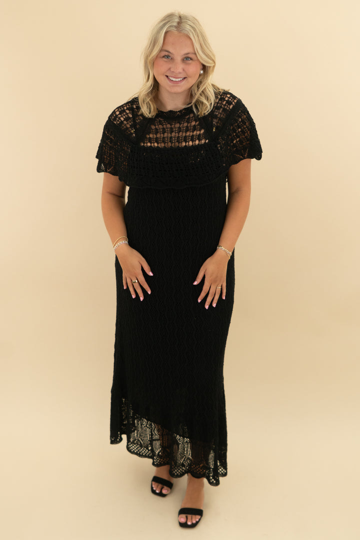 zara crochet black maxi (l)