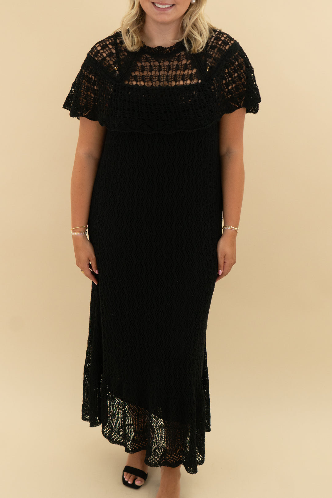zara crochet black maxi (l)