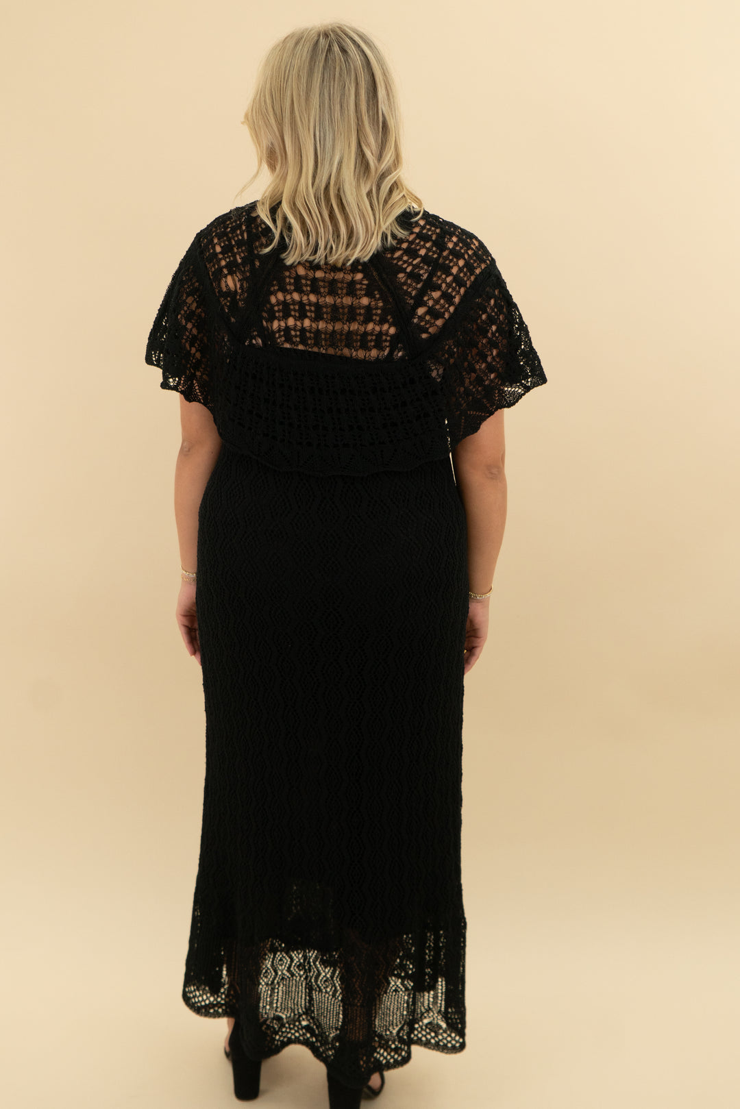 zara crochet black maxi (l)