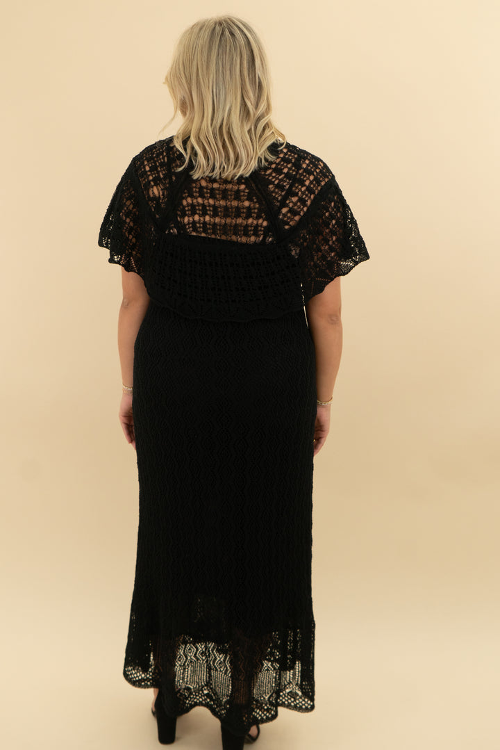 zara crochet black maxi (l)