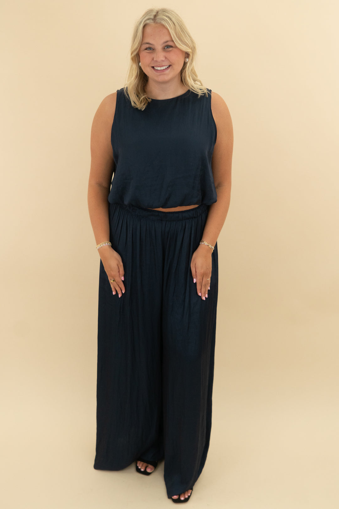 la ligne navy tank and pant set (l)