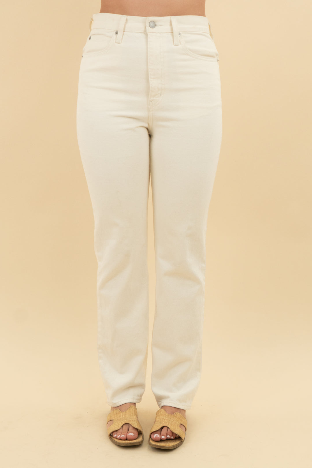 levi's white high rise slim jeans (28)