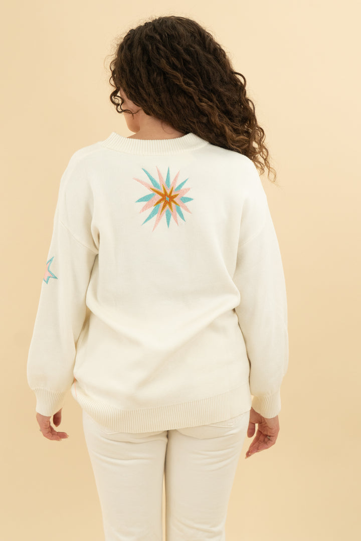 never fully dressed cream stitched sweater (s)