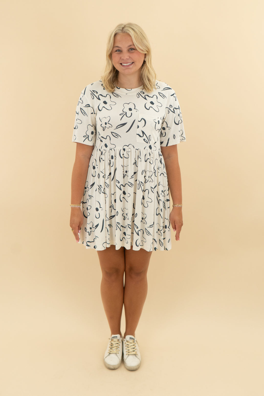 silence & noise white daisy print dress (m)