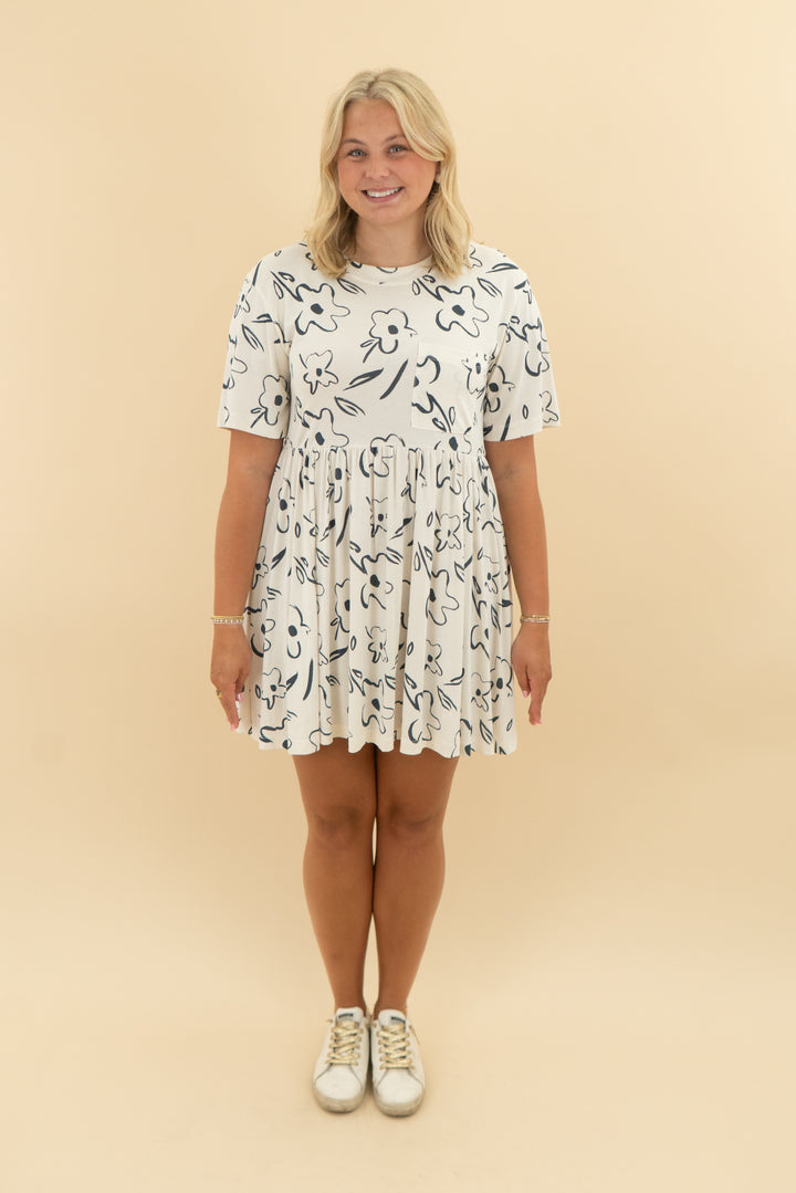 silence & noise white daisy print dress (m)
