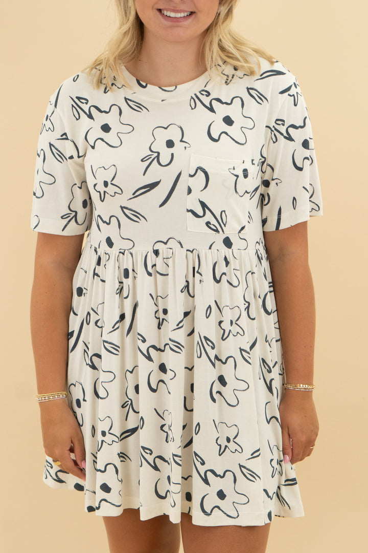 silence & noise white daisy print dress (m)