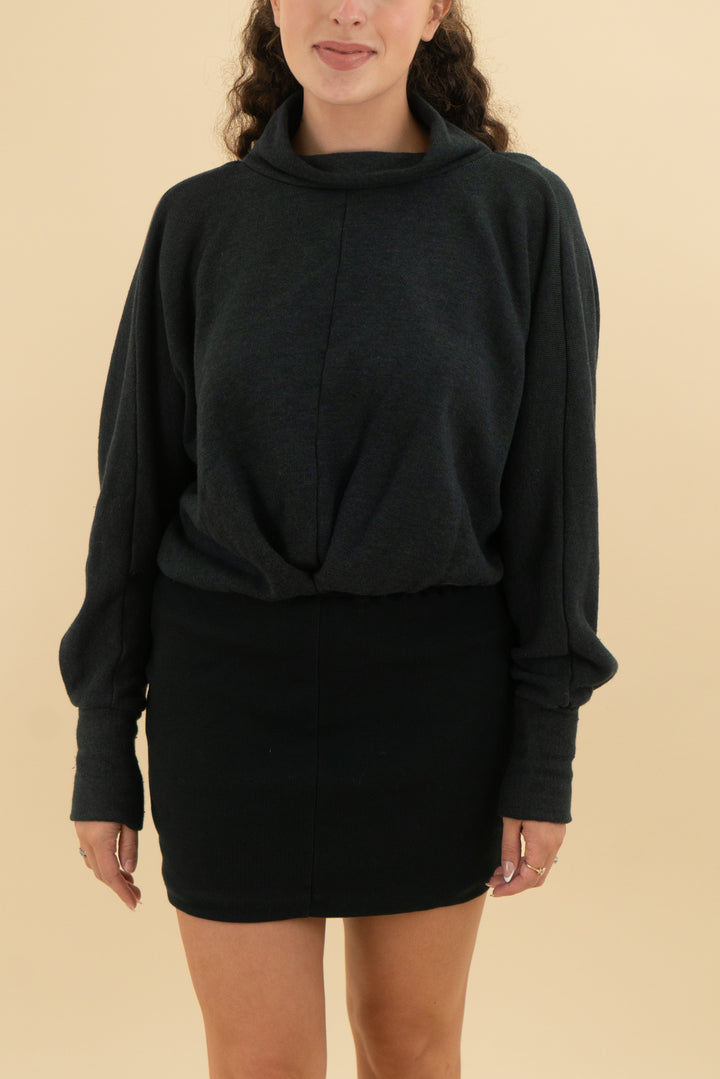 free people black long sleeve backless sweater dress (s; retail $178)