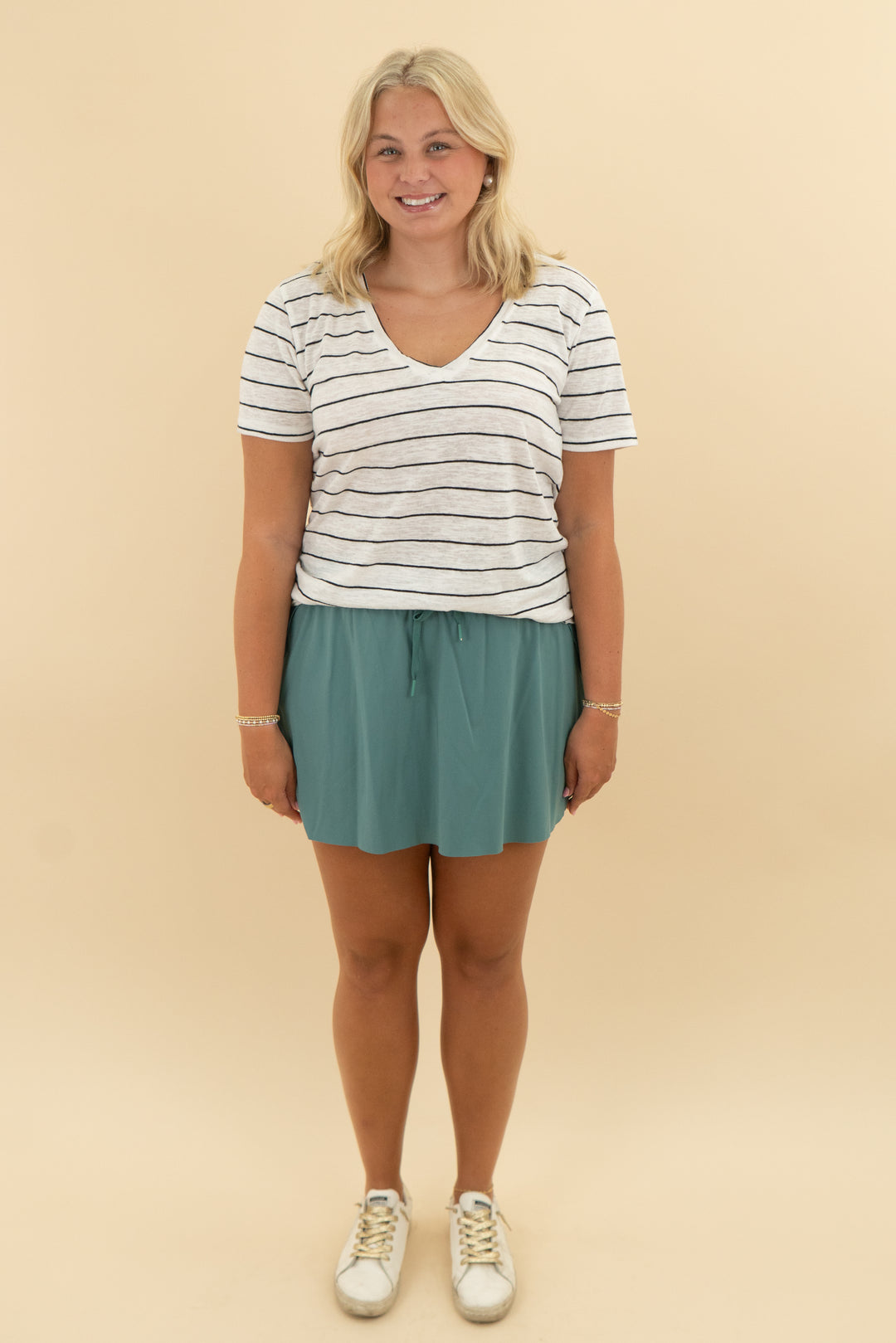 zsupply white & black stripe v neck top (xl)