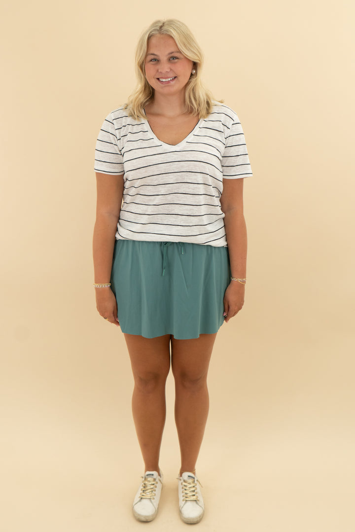 zsupply white & black stripe v neck top (xl)