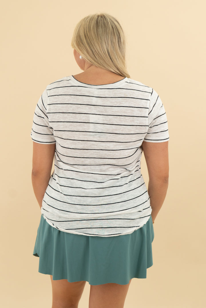 zsupply white & black stripe v neck top (xl)