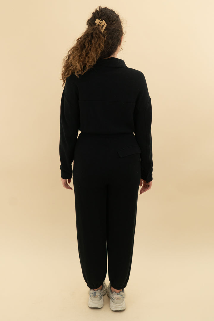 varley black long sleeve jumpsuit (s)