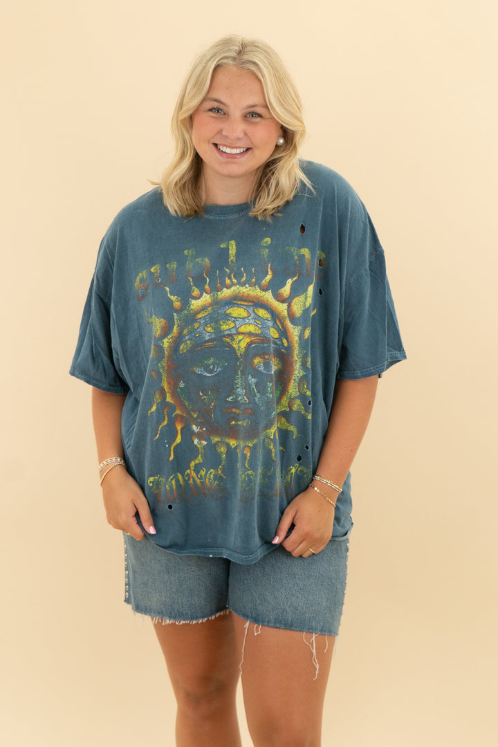 sublime washed blue long beach tshirt (l/xl)