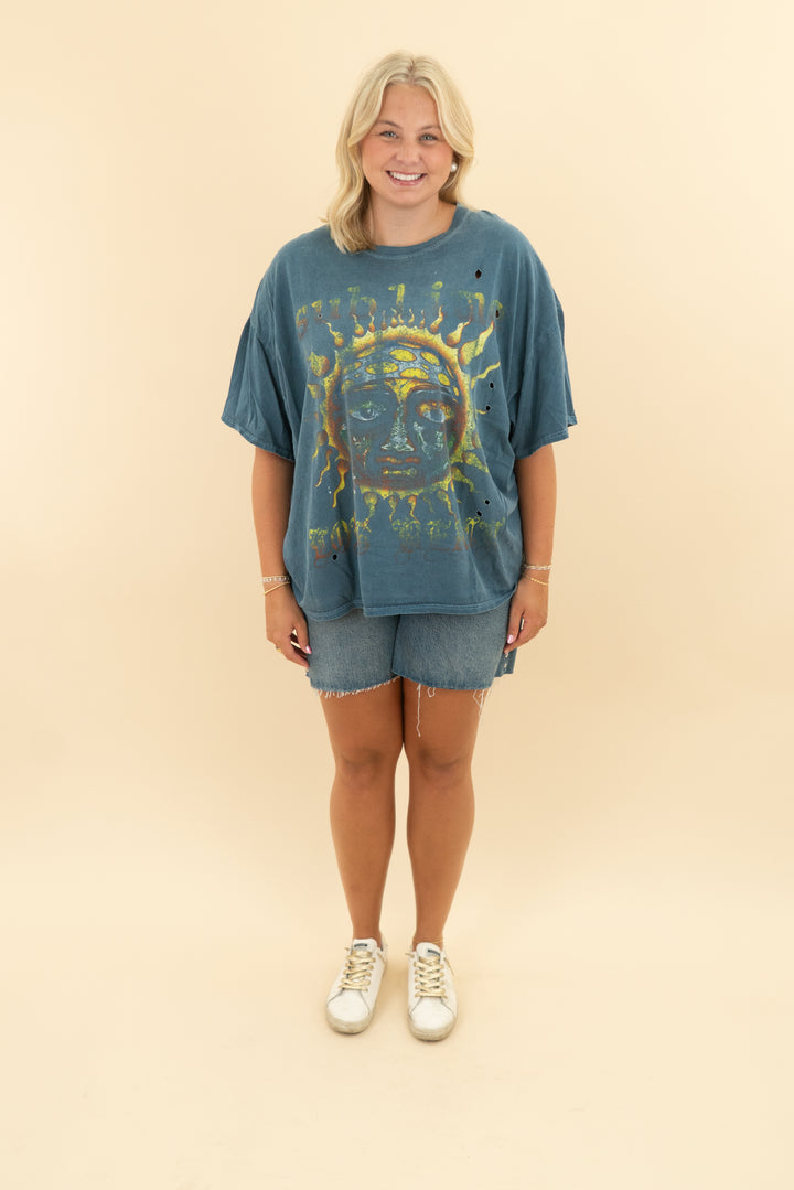 sublime washed blue long beach tshirt (l/xl)