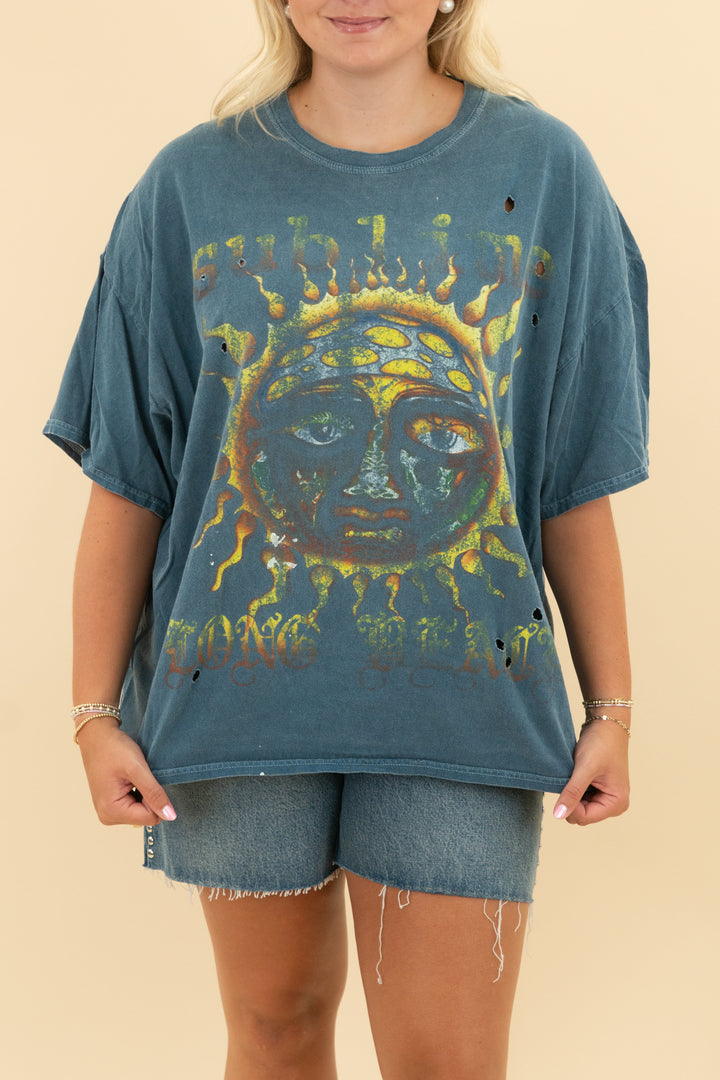 sublime washed blue long beach tshirt (l/xl)