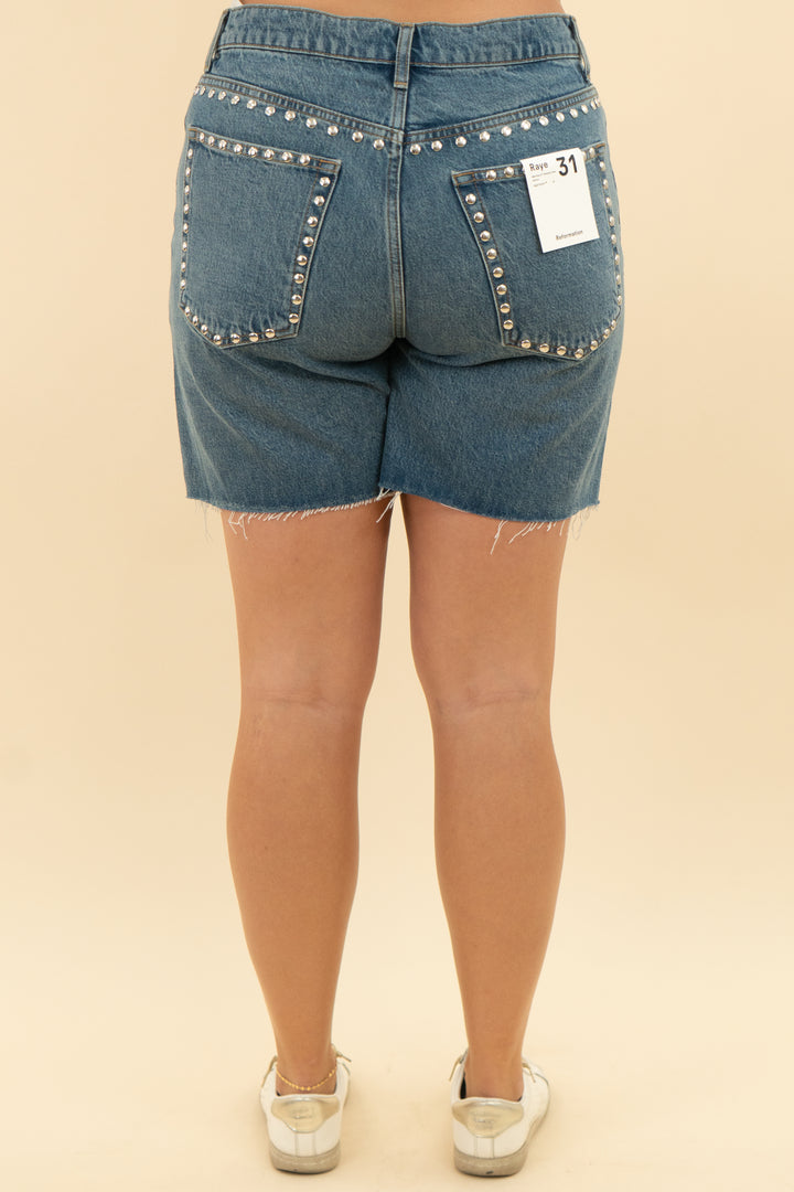 reformation mid rise relaxed studded jean short nwt (31; retail $158)