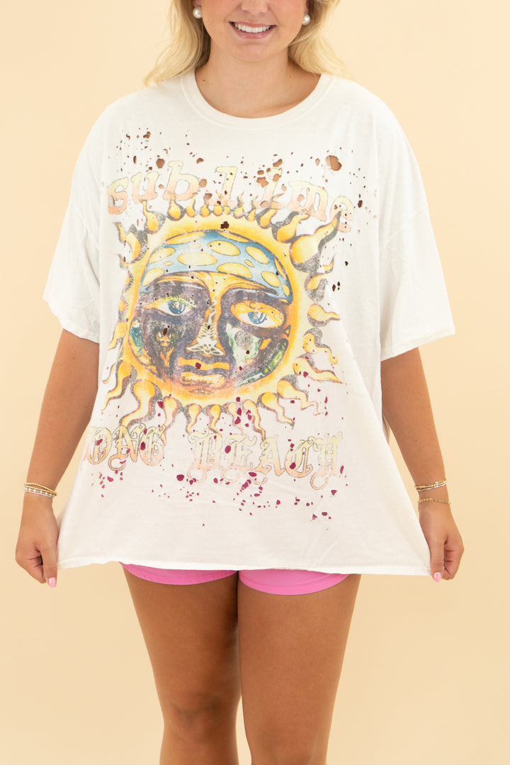 sublime white long beach tshirt (l/xl)