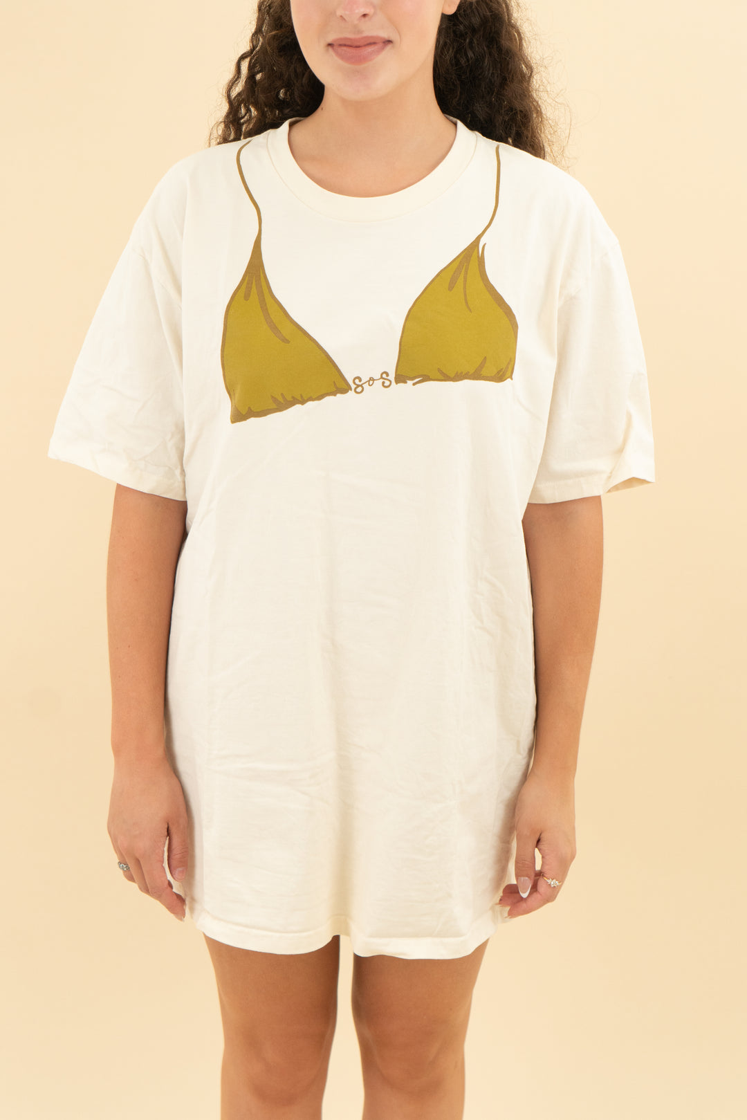 summer of spivey cream green bikini top tshirt (xl)