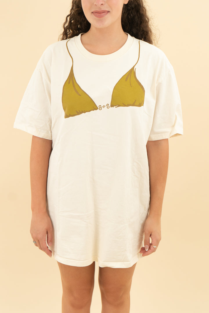 summer of spivey cream green bikini top tshirt (xl)