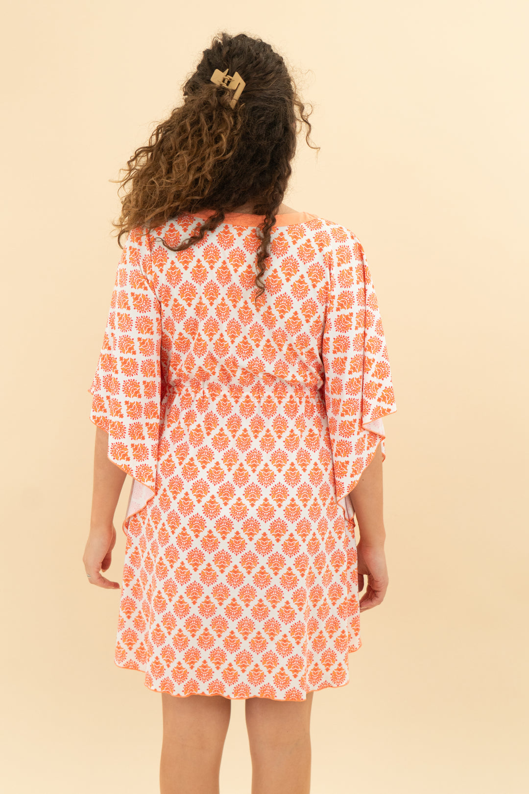 cabana life orange print swim cover up (m)