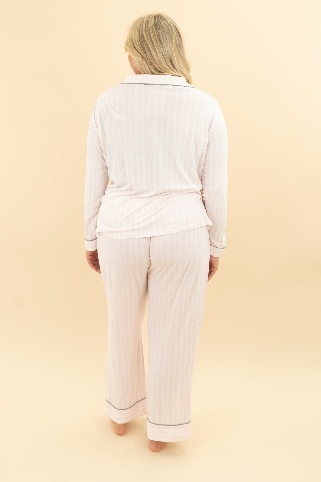 faceplant dreams pink stripe long sleeve sleeve & pant set (xl)
