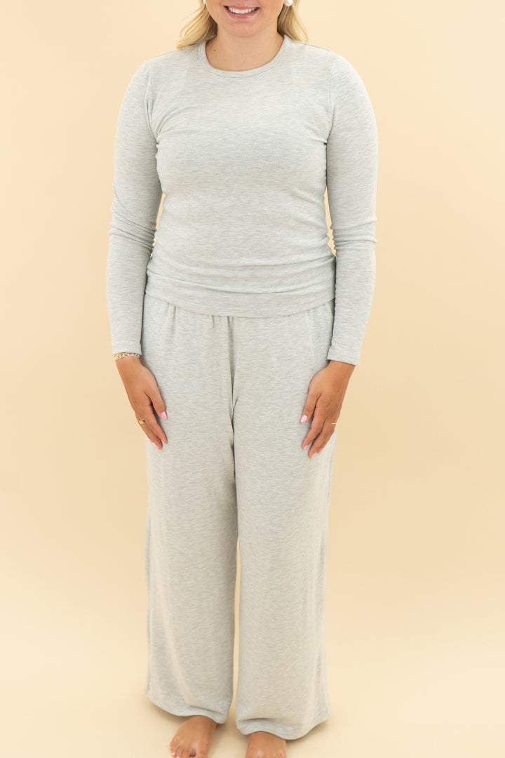 abercrombie & fitch grey lounge long sleeve shirt and pant set (l)