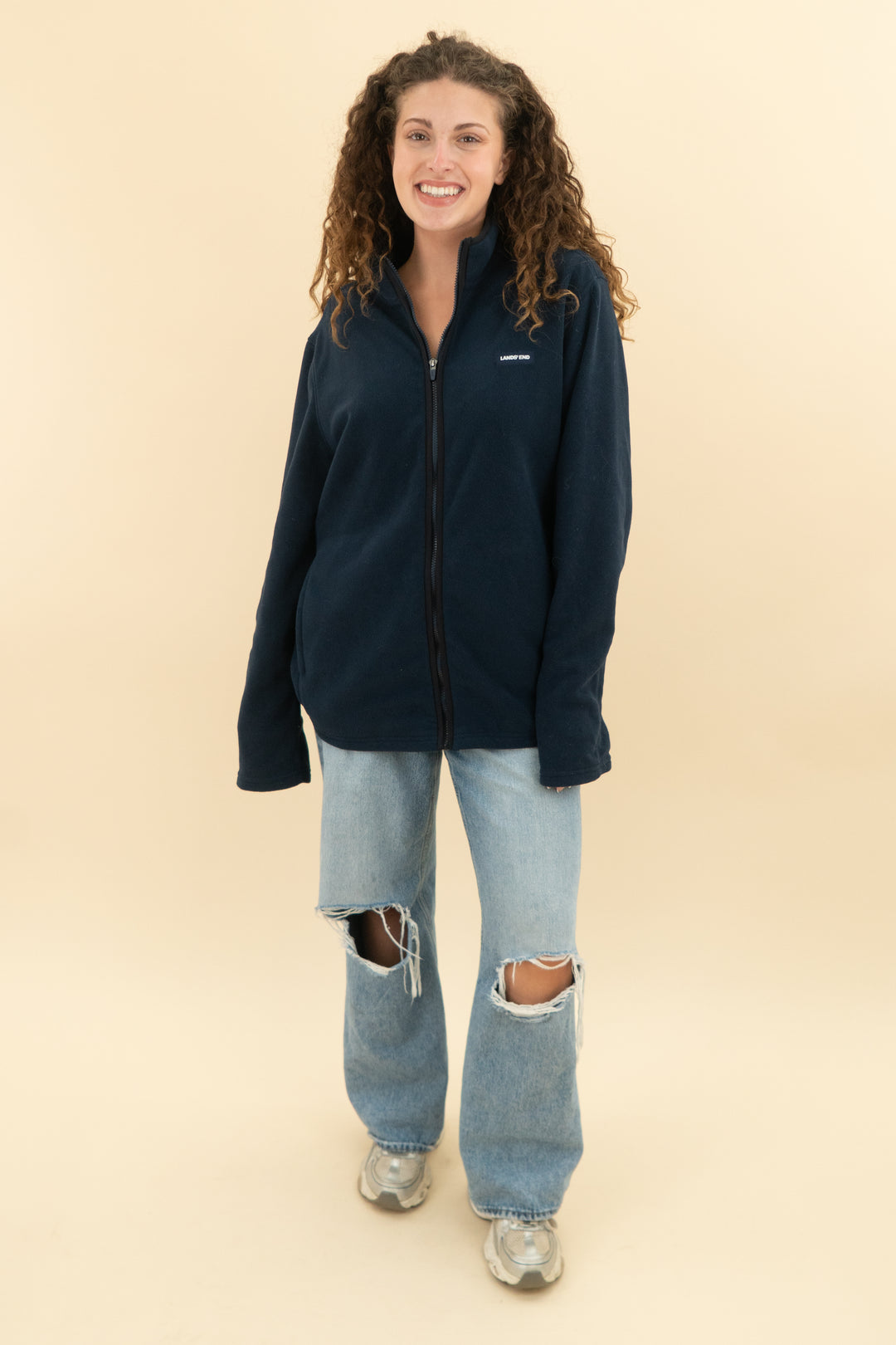 Lands End Navy Fleece Jacket (l; retail $49.95)
