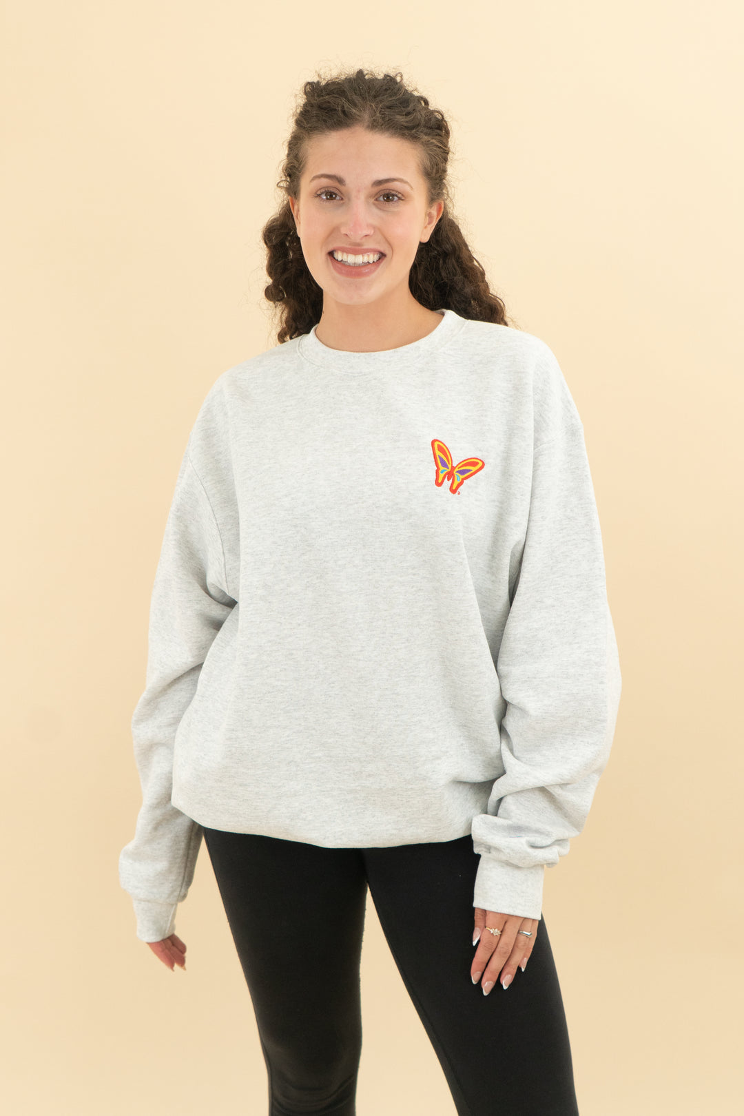 Champion grey butterfly crewneck sweatshirt (L; retail $60)