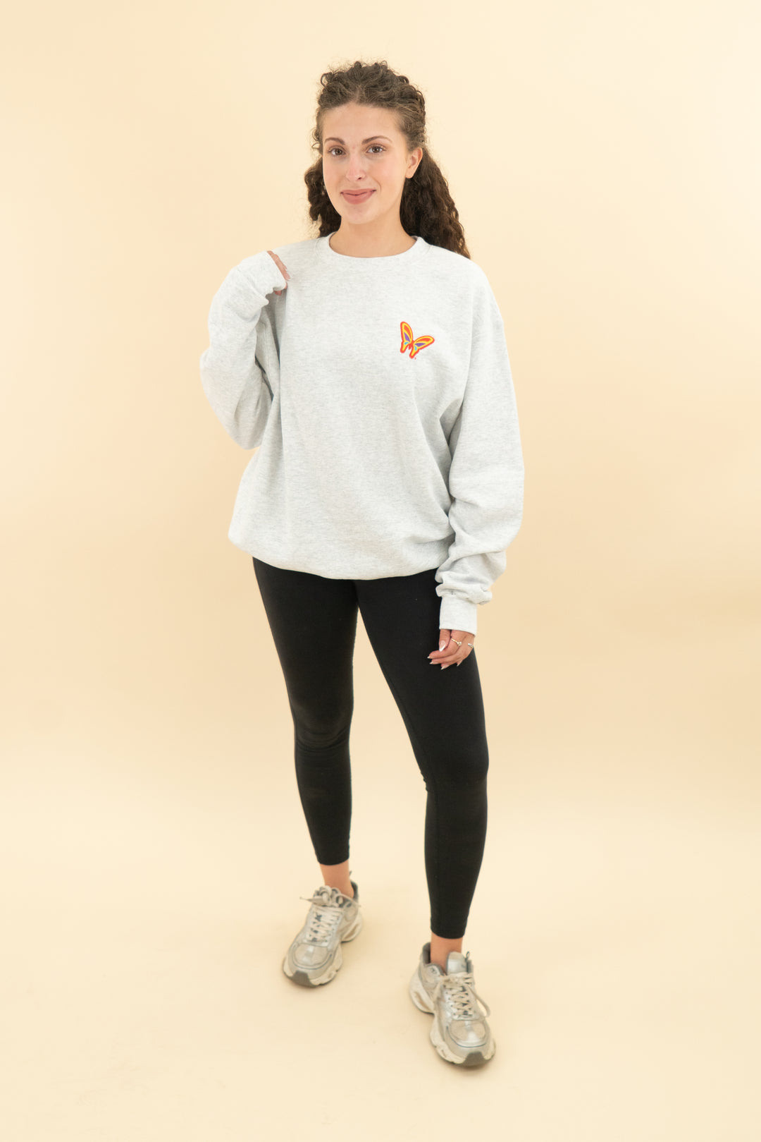 Champion grey butterfly crewneck sweatshirt (L; retail $60)