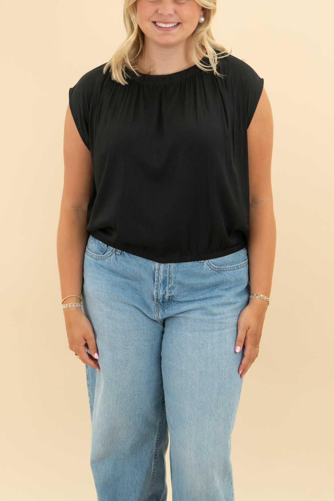 loft black tank top (l)