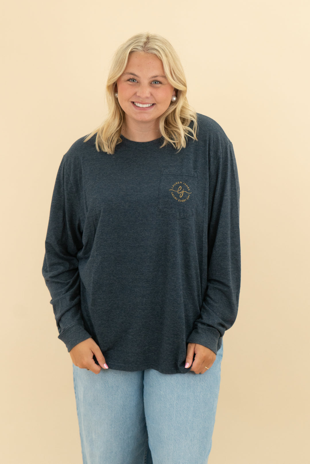 lauren james blue football graphic long sleeve (xl)