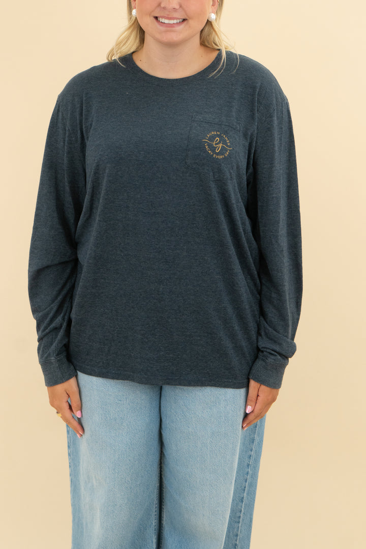 lauren james blue football graphic long sleeve (xl)