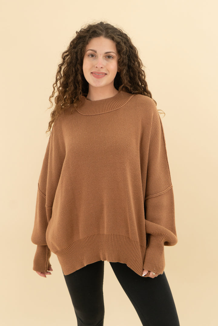 Zenana brown mock neck sweater (m; retail $68)