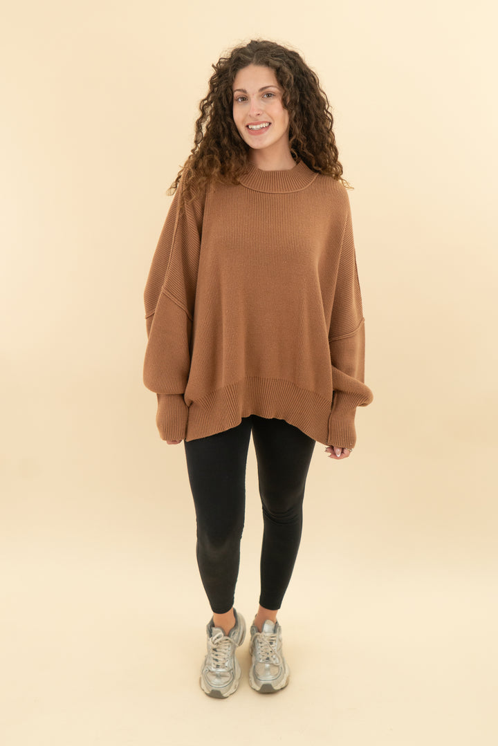 Zenana brown mock neck sweater (m; retail $68)