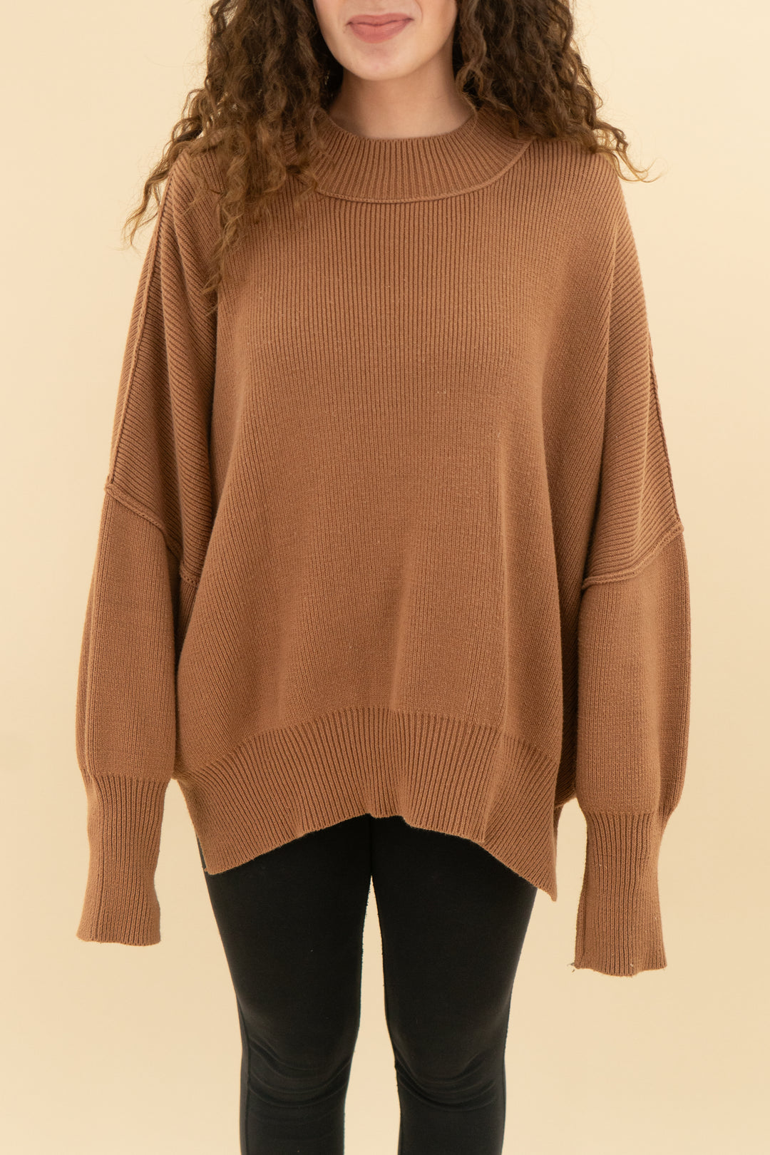 Zenana brown mock neck sweater (m; retail $68)