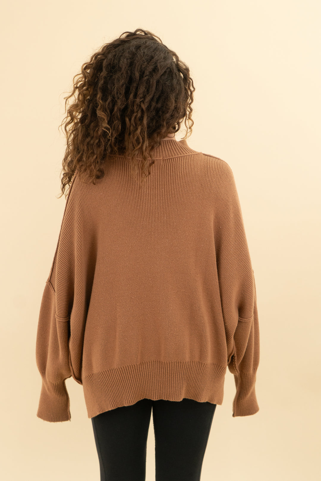Zenana brown mock neck sweater (m; retail $68)