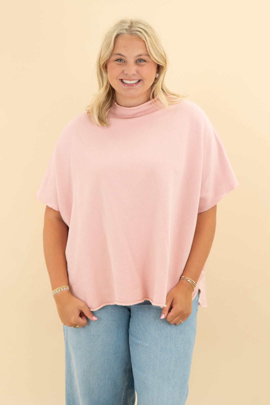 frank & eileen blush short sleeve sweatshirt (os)