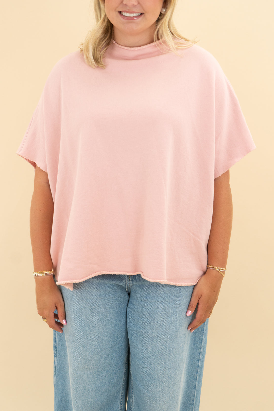 frank & eileen blush short sleeve sweatshirt (os)