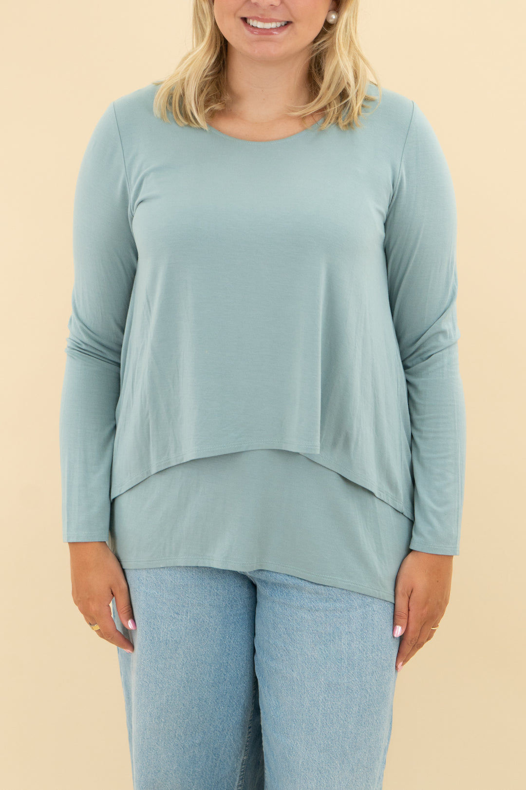 soft surroundings blue long sleeve top (m)