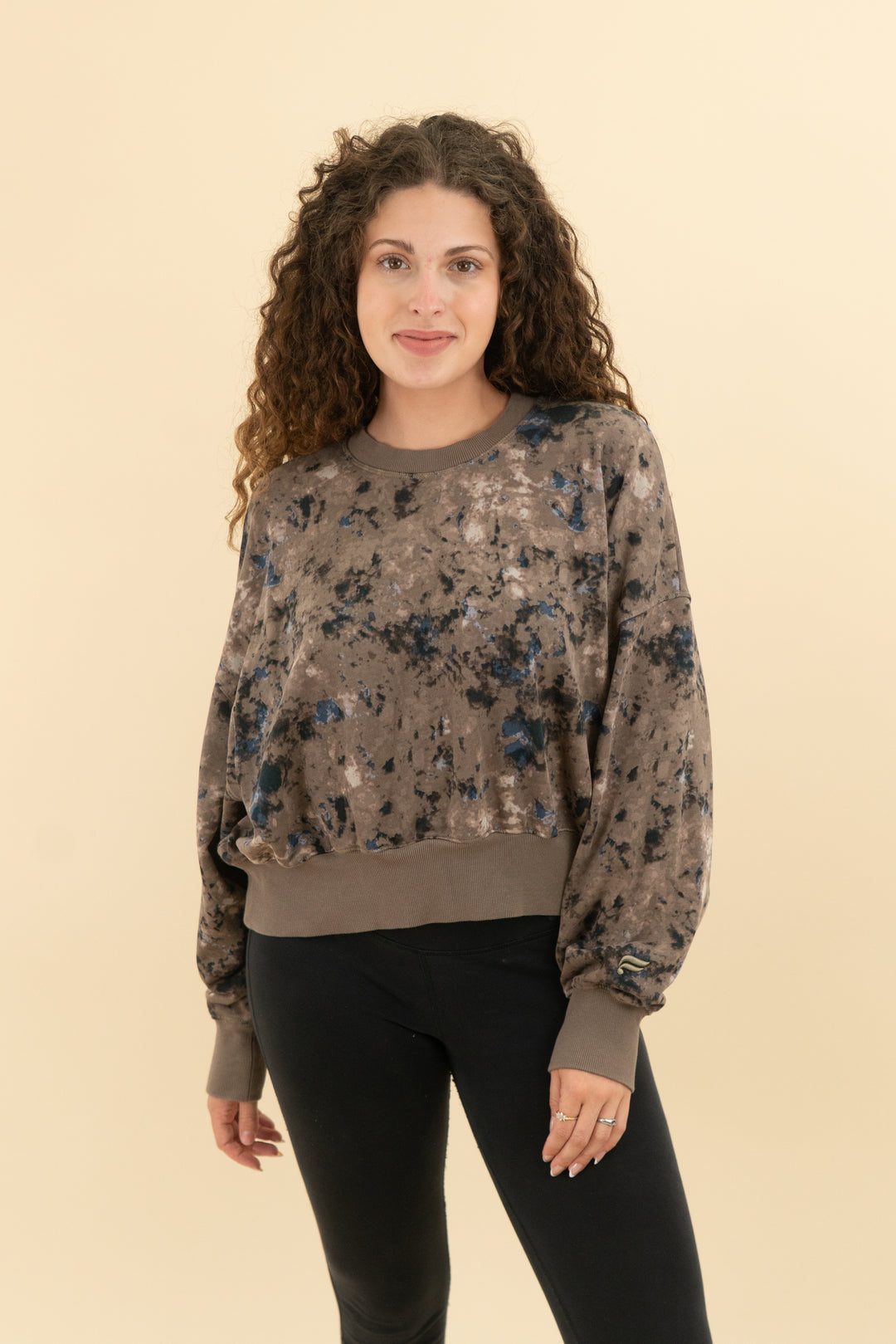 fabletics brown tie dye sweatshirt (s; retail $104.95)