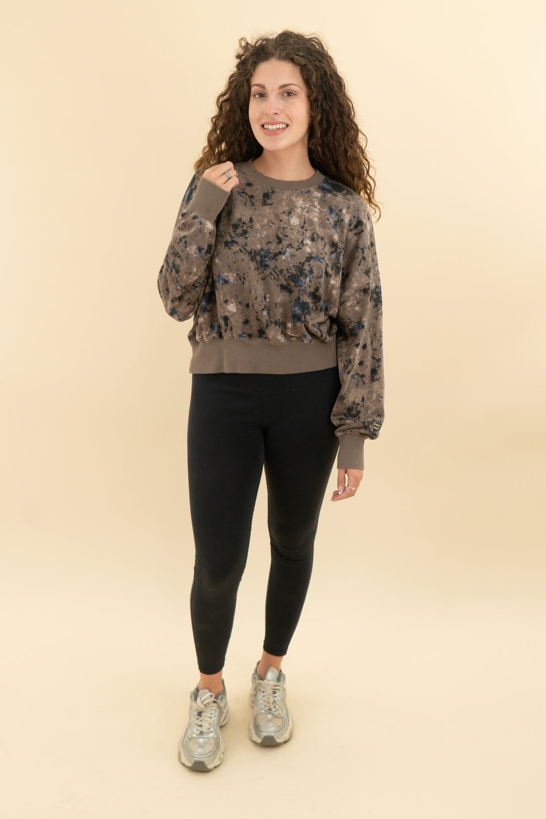 fabletics brown tie dye sweatshirt (s; retail $104.95)