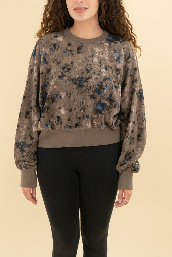 fabletics brown tie dye sweatshirt (s; retail $104.95)