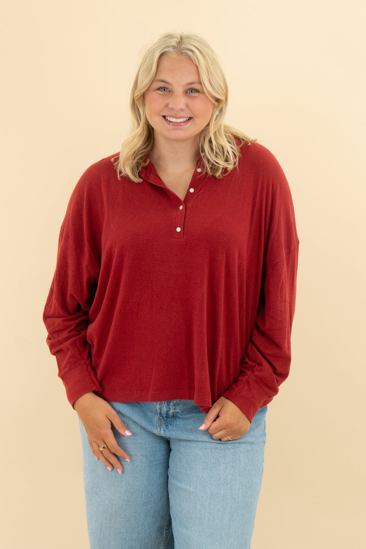 abercrombie & fitch red lounge long sleeve (l)