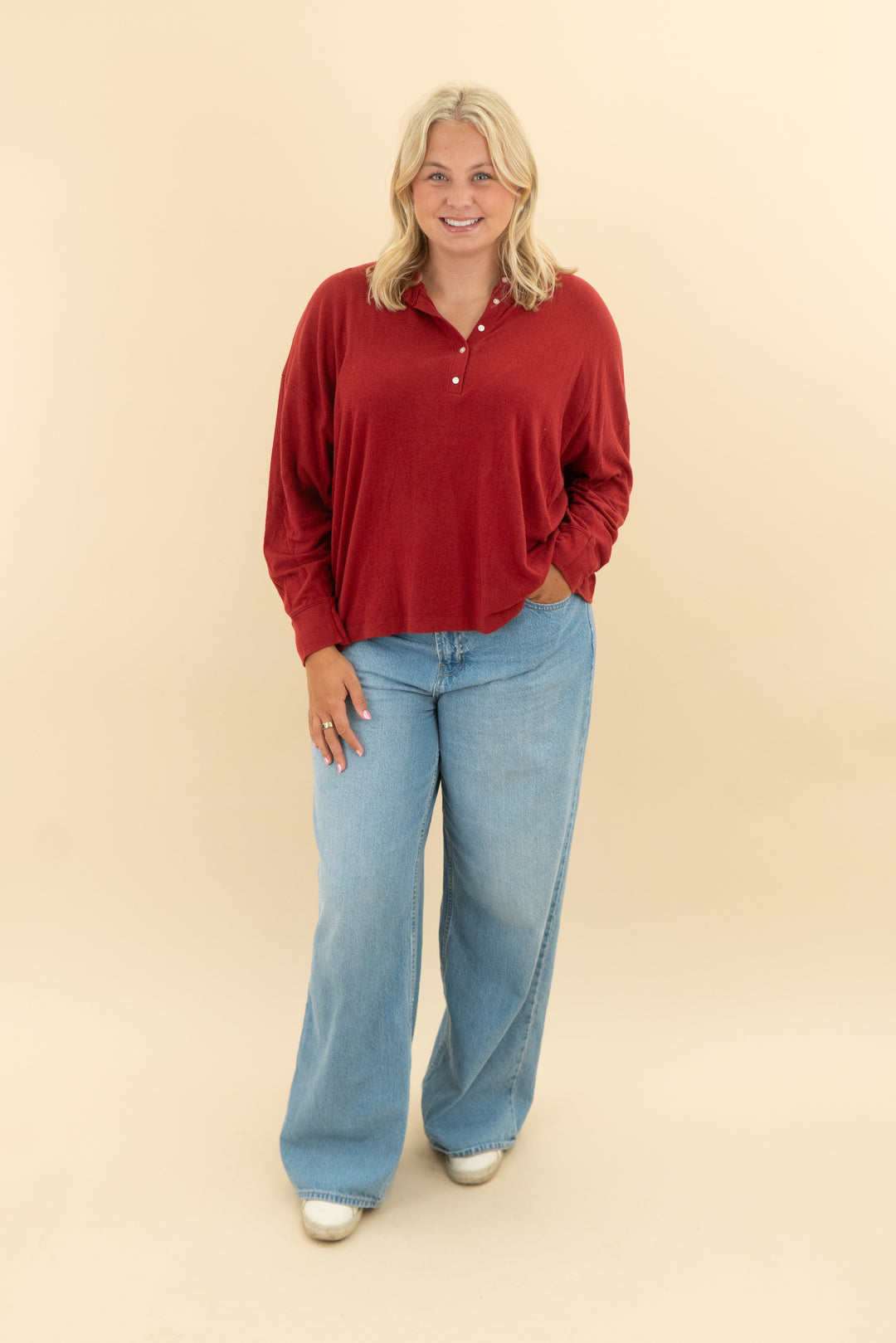 abercrombie & fitch red lounge long sleeve (l)