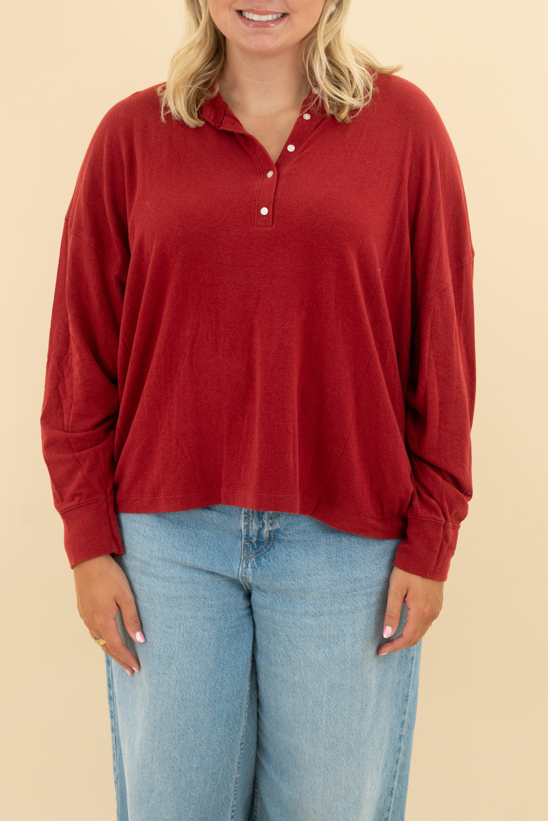 abercrombie & fitch red lounge long sleeve (l)