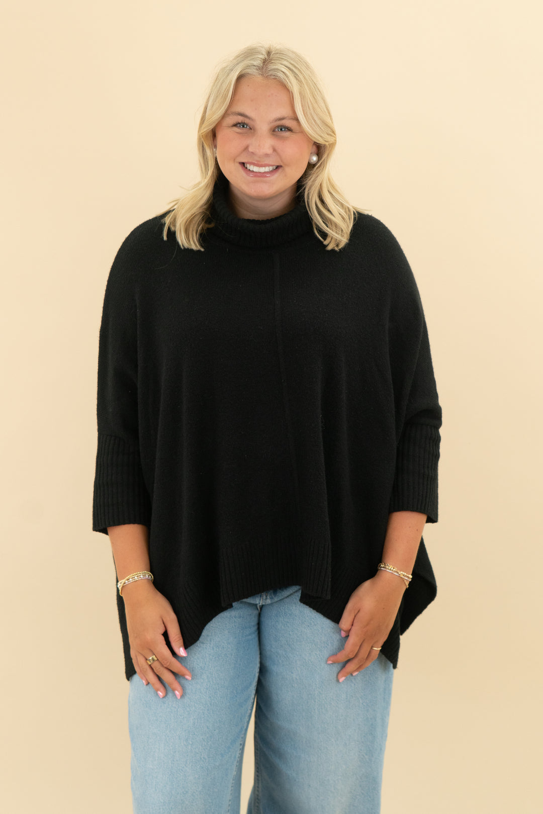 loft black 3/4 sleeve sweater (m)